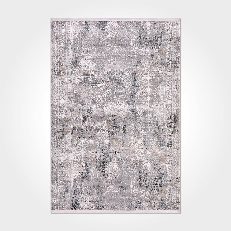 Williston Vivian Grey Vintage Rayon From Bamboo Machine Made Area